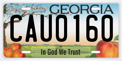 GA license plate CAU0160