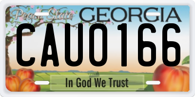 GA license plate CAU0166