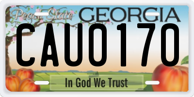 GA license plate CAU0170