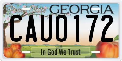 GA license plate CAU0172