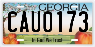GA license plate CAU0173