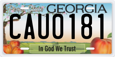 GA license plate CAU0181