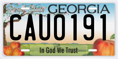 GA license plate CAU0191