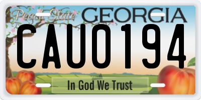 GA license plate CAU0194