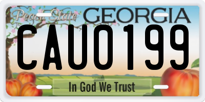 GA license plate CAU0199