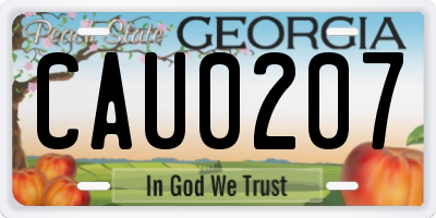 GA license plate CAU0207