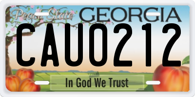 GA license plate CAU0212