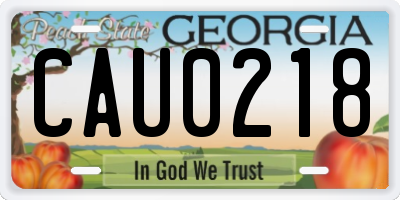 GA license plate CAU0218