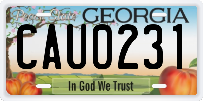 GA license plate CAU0231