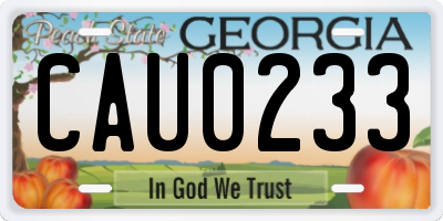 GA license plate CAU0233