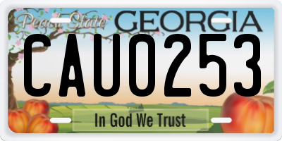 GA license plate CAU0253