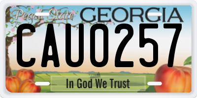 GA license plate CAU0257