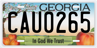 GA license plate CAU0265