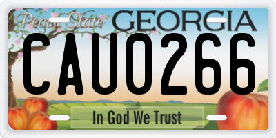 GA license plate CAU0266