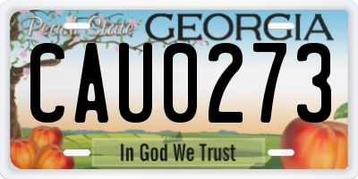 GA license plate CAU0273