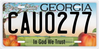 GA license plate CAU0277