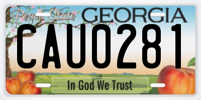 GA license plate CAU0281
