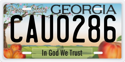 GA license plate CAU0286