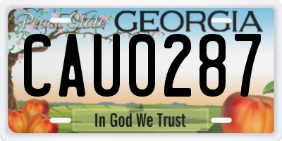 GA license plate CAU0287