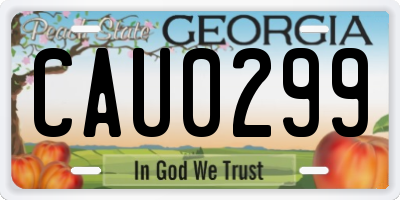 GA license plate CAU0299