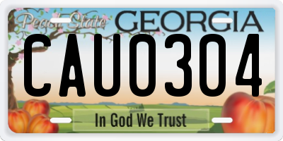GA license plate CAU0304