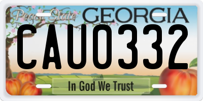 GA license plate CAU0332