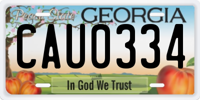 GA license plate CAU0334