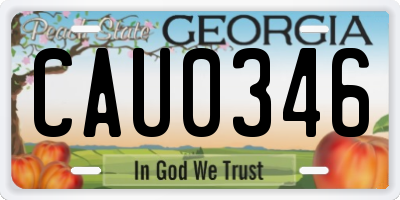 GA license plate CAU0346