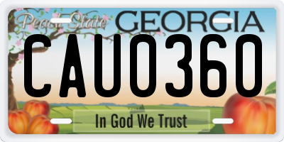 GA license plate CAU0360