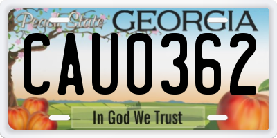 GA license plate CAU0362