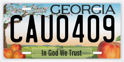 GA license plate CAU0409