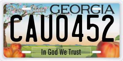 GA license plate CAU0452