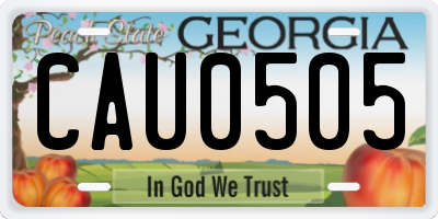 GA license plate CAU0505