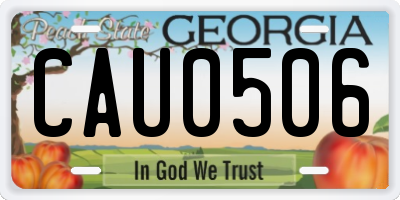 GA license plate CAU0506