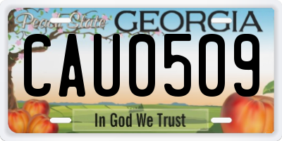 GA license plate CAU0509