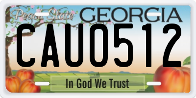 GA license plate CAU0512