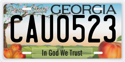 GA license plate CAU0523