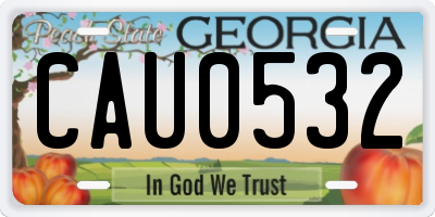 GA license plate CAU0532