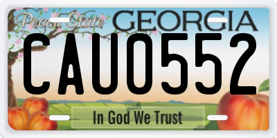GA license plate CAU0552