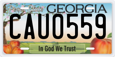 GA license plate CAU0559