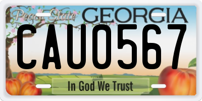 GA license plate CAU0567