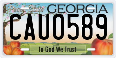 GA license plate CAU0589