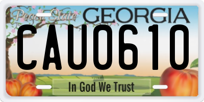 GA license plate CAU0610