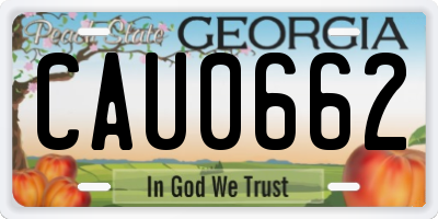 GA license plate CAU0662