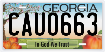 GA license plate CAU0663