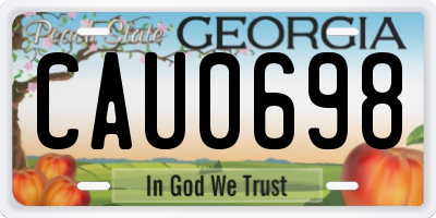GA license plate CAU0698
