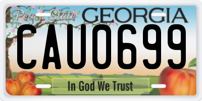GA license plate CAU0699