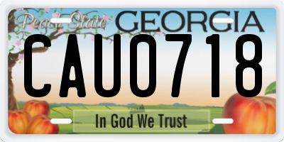 GA license plate CAU0718