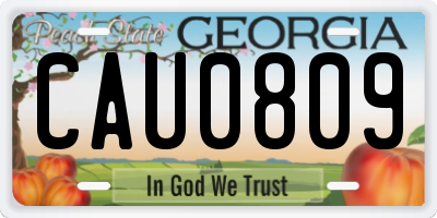 GA license plate CAU0809