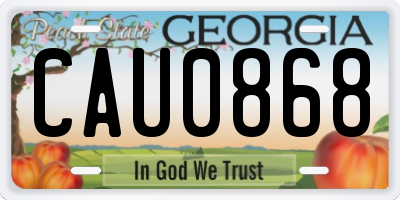 GA license plate CAU0868